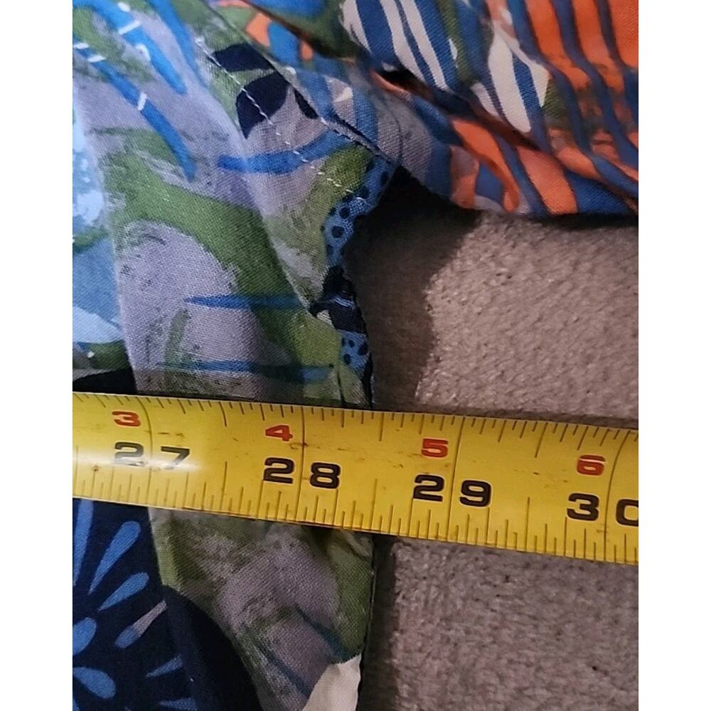 Island Passport Mens Hawaiian Shirt Blue White Green Orange Floral Size 3XL EUC - Picture 4 of 6